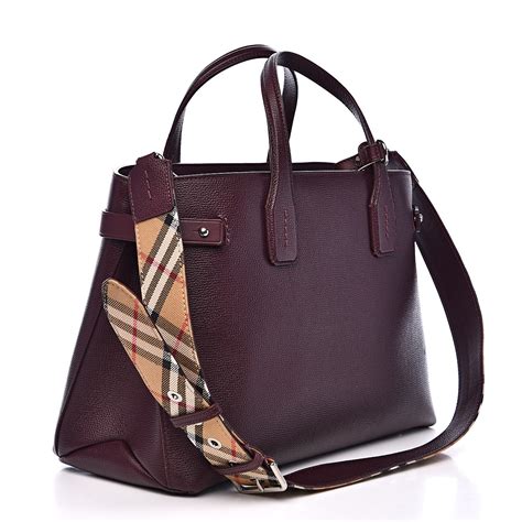 burberry house check derby leather medium banner tote purse|burberry banner house check tote.